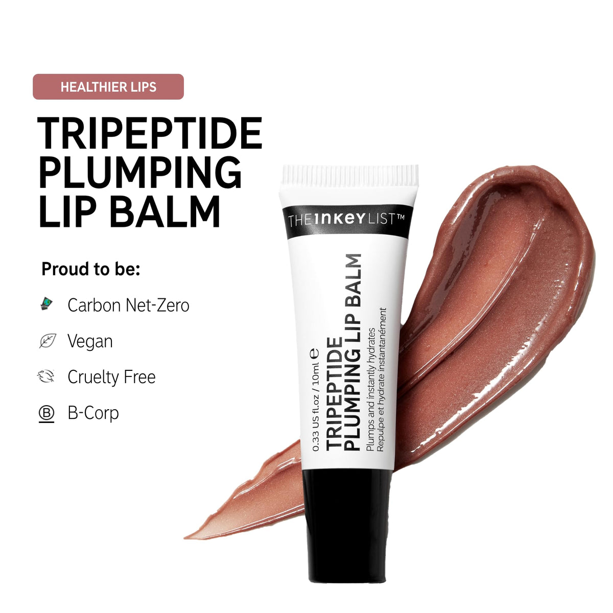The INKEY List The Inkey List Tripeptide Plumping Lip Balm 10ml | Clinically Proven Plumping Tinted Lip Care | Hydrates Dry Cracked Lips | Vegan & Cruelty Free | Mocha Tint