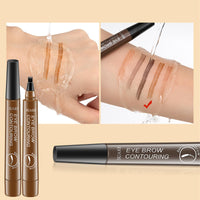 HAORQEE Eyebrow Pencil Eyebrow Pen, Tattoo Waterproof Microblading Brow Pencil Smudge-Proof Long Lasting Brow Pen with 4-Fork-Shaped Tip Natural Eye Brow Makeup for Women (Light Brown)