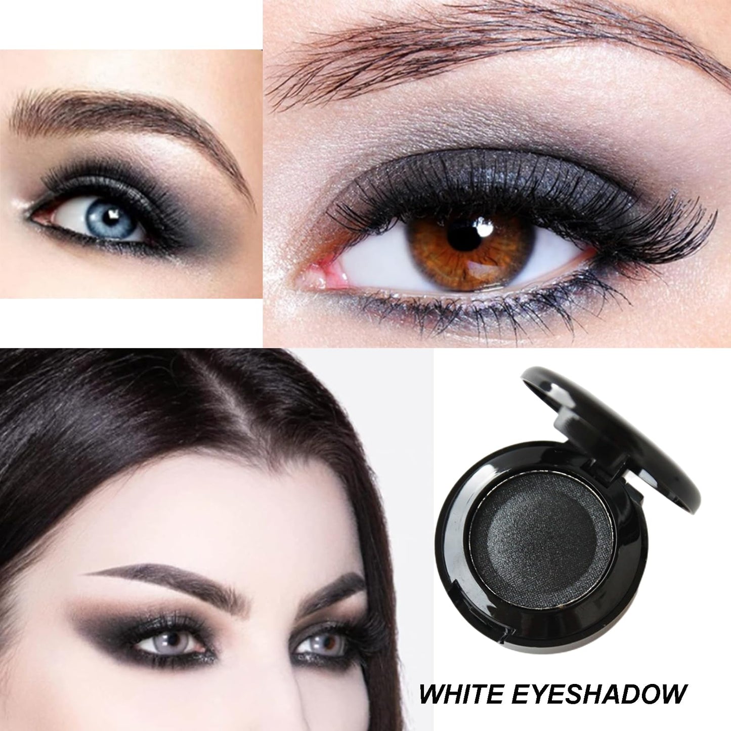 QUIWEN Single Matte Black Eyeshadow, Black Eye Make-Up Pressed Fine Powder Eyeshadow High Pigment Longwear Waterproof Single Black Eye Shadow With Brush for All Skin Tone