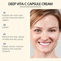 Deep Vita C Capsule Cream,Skin Tightening Cream for Face,Deep Vitamin C Golden Capsule Face Moisturizer,Vitamin C Serum,Vita C Golden Caps/ules FA/ce Mois/turizer,FA/ce Moistu/rizer for Women