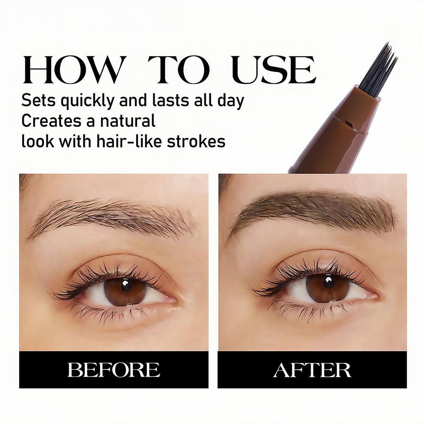 Magic Brown Eyebrow Pencil & Eyebrow Pen – Inclined Angle Eyebrows Pencil, Waterproof, Long-Lasting for Natural-Looking Full Brows