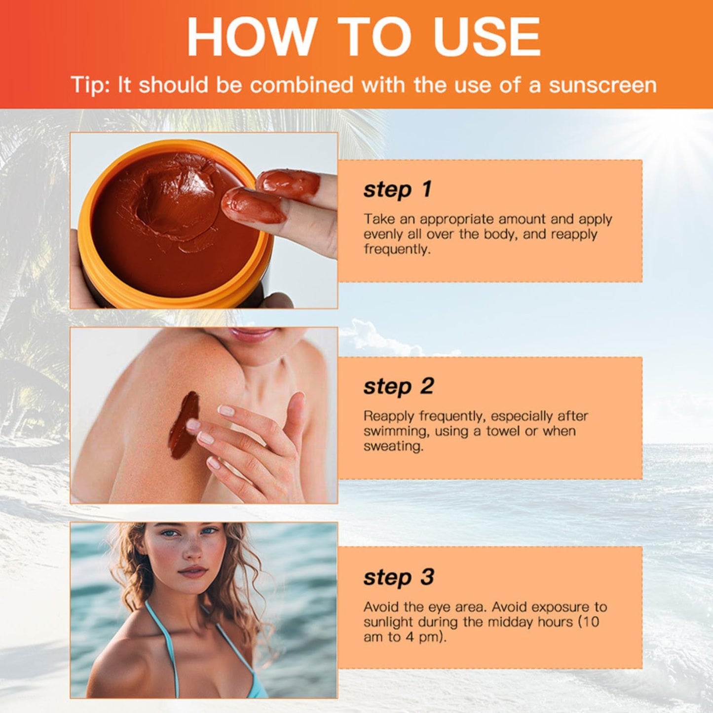 Cureluxe Intensive Tanning Gel - Premium Sunbed Tanning Accelerator Cream - Tan Accelerator with Coconut Oil and Vitamin A & E - Self Tanner Oil for Easy Application - Achieve Natural & Fast Tanning