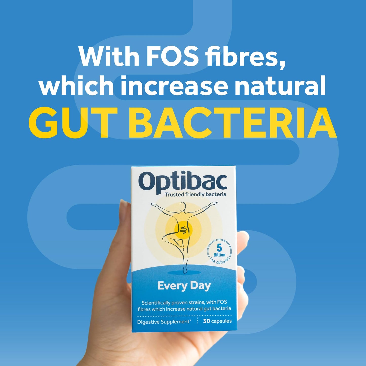 OptiBac Optibac Probiotics Every Day - Digestive Probiotic Supplement with 5 Billion Bacterial Cultures & FOS Fibres - 60 Capsules