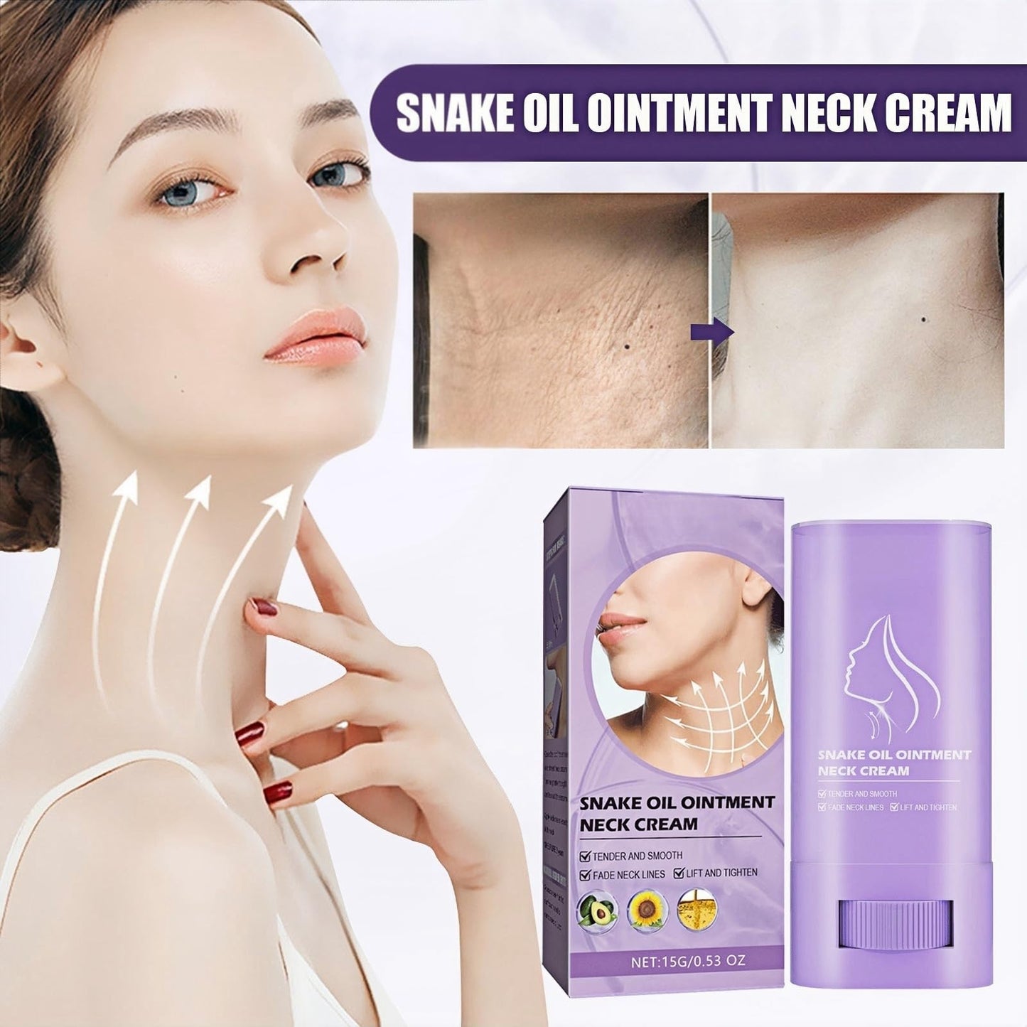 Jinjiar 2PCS Samu Neck Firming Cream,Wak Firming & Lifting Neck Cream,Anti Aging Neck Cream for Sagging and Tighten,Firming Cream for Loose Skin,Ne-ck Tightening Products,Ne-ck Tightening Cream,Ne-ck Firming