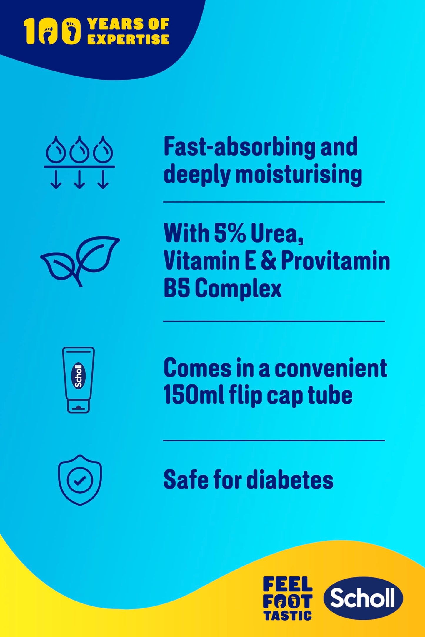 Scholl ExpertCare Intense Nourish Foot Cream for Hard Skin 150ml, Deeply Moisturising Cream with Urea, Vitamin E & Provitamin B5 Complex for Softer Smoother Feet