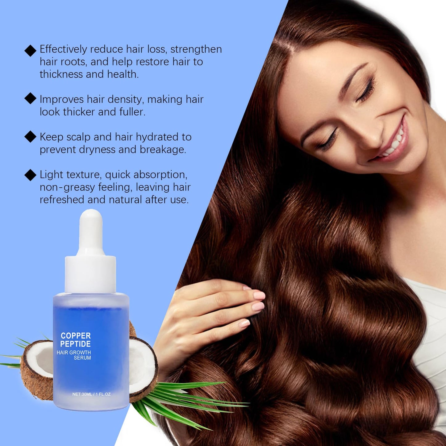 KKwoter Advanced Copper Peptide for Women, Copper Peptides for Hair, Copper Peptide Hair Growth Serum, Hair Growth Serum, Serum Hair, Copper Peptide Serum for Hair Loss, Copper Peptide Hair Regrowth