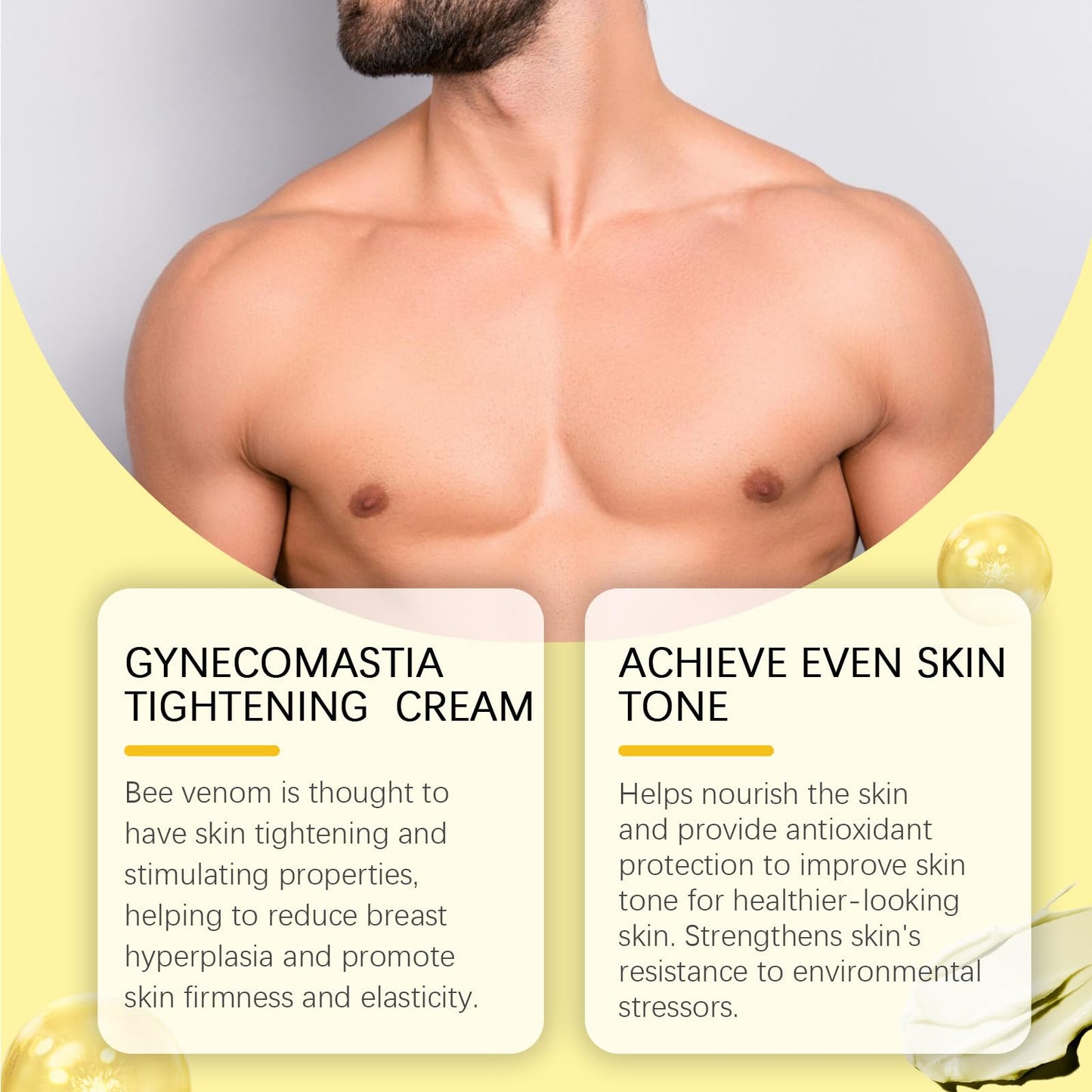 GNAUMORE Bee Venom Chest Tightening Massage Cream,Gynecomastia Tightening Cream,Gynecomastia Cellulite Reduction Cream,Male Chest Massage Cream,Natural Man Chest Creams for Tummy Belly And Waist 30G