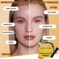 TBeautfave Turmeric Vitamin C Clay Mask Deep Cleansing Face Mask Skin Care Improve Dark Spots and Even out skin tone Facial Mask