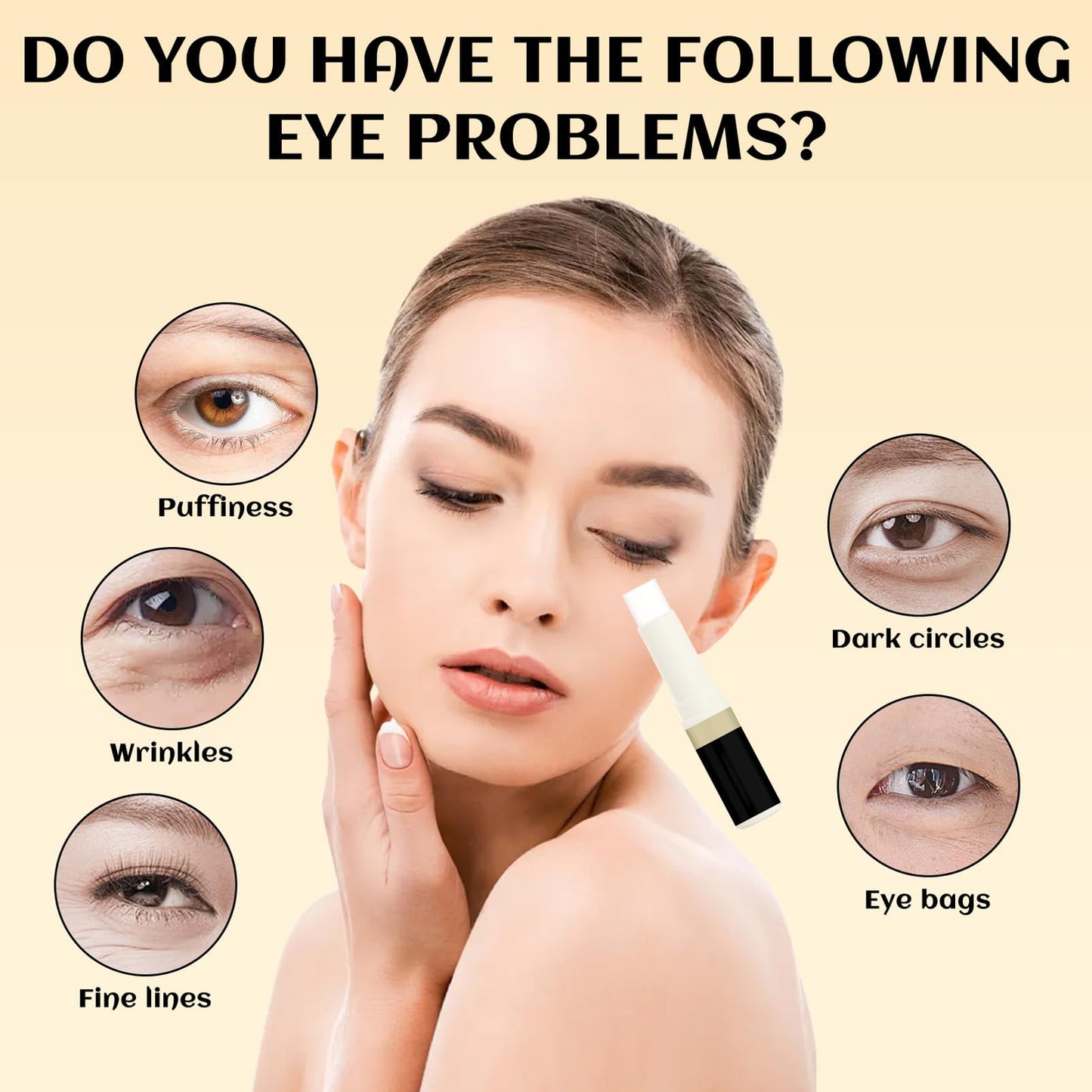 MEITREND Under Eye Bags Cream,2PCS Eye Bags Within Minutes,Instant Firming Eye Cream for Wrinkle,Turmeric Retinol Eye Cream Stick,Anti Aging Eye Cream Stick,Reduce Dark Circle and Puffy Eye,Hydrating Eye Serum