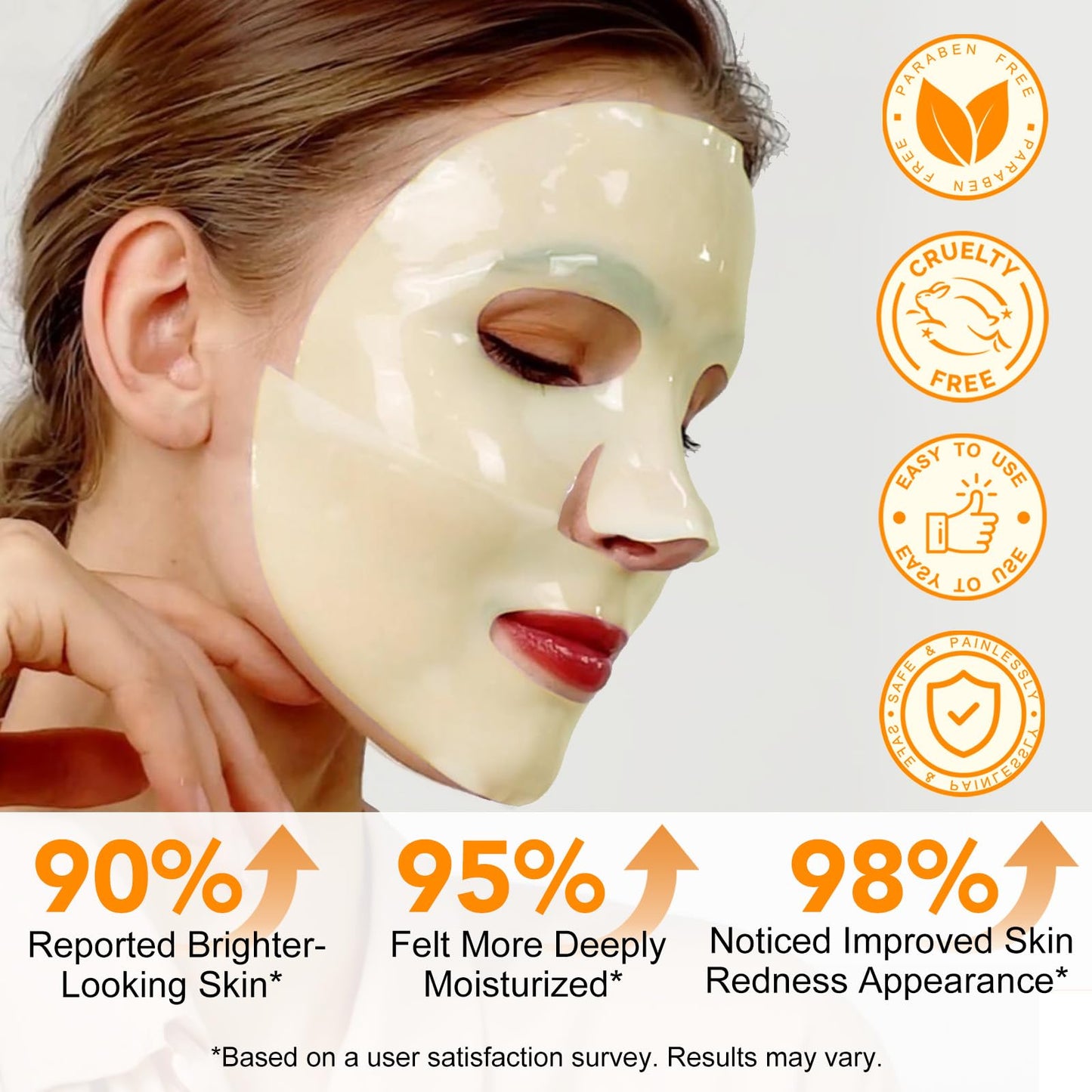 Kojic Acid Turmeric Collagen Mask, Overnight Face Mask for Glass Glow Skin-Elasticity, Soothing & Hydrating, Firming and Moisturizing, Anti Aging and Rejuvinating, Even Skin Tone, 4pcs