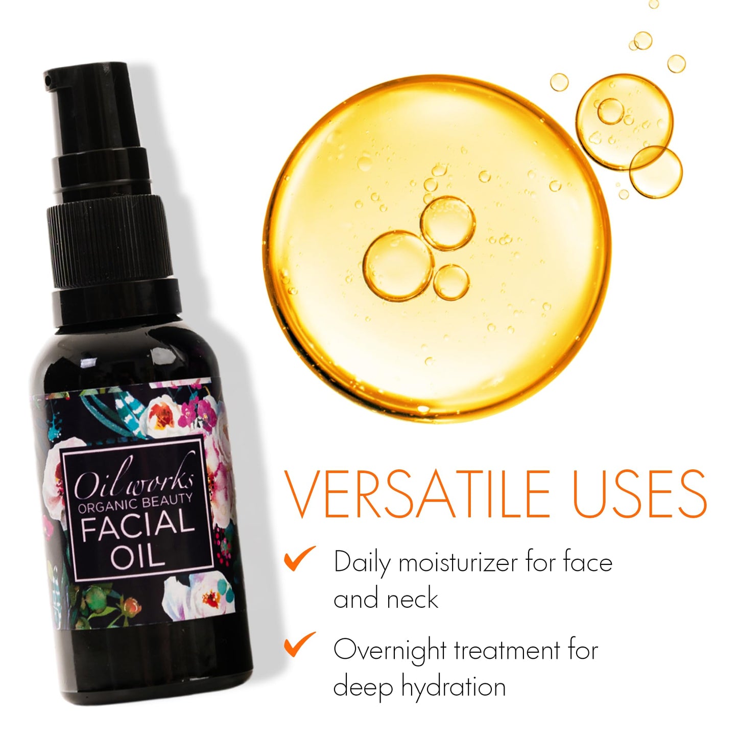 Oil works Oil Works Face Serum with 20% Vitamin E, Organic Jojoba Oil and Frankincense - Moisture locking. Anti Ageing Handmade Face Oil for a Healthy Glow - Paraben, Synthetics-free Facial Oil