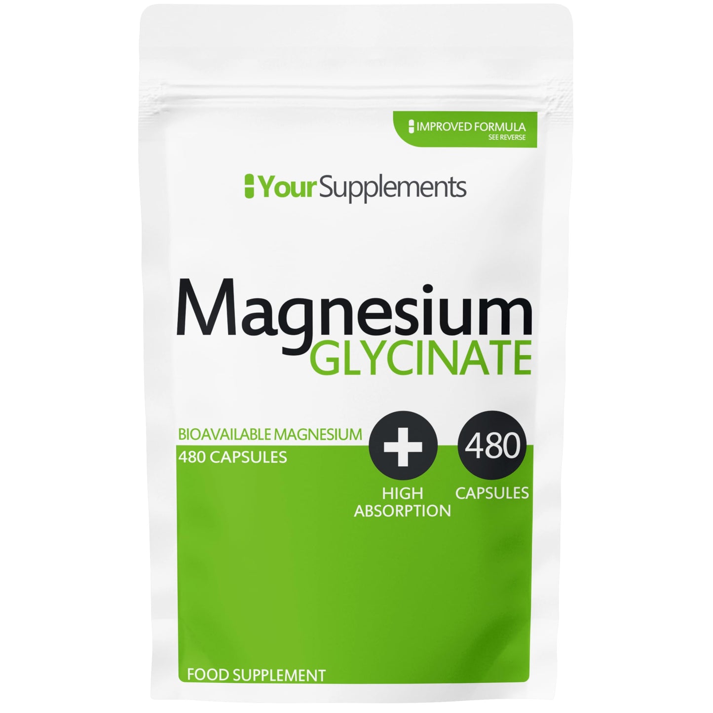 YourSupplements Magnesium Glycinate Supplements | 480 Capsules | True Fully Chelated | Premium Unblended High Absorption Bisglycinate | UK Made | Vegan Friendly