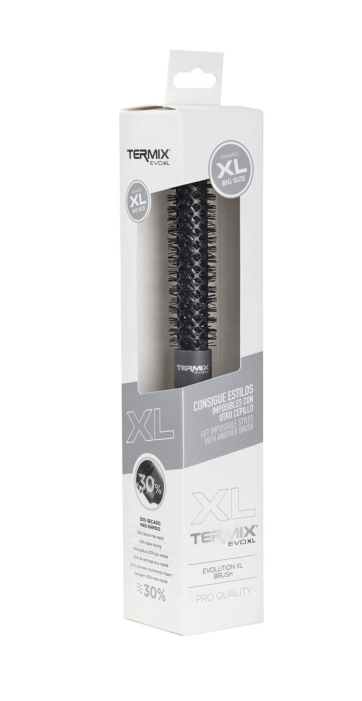 Termix Evolution XL Round Hairbrush Ø 17 mm, 3cm longer- Hairbrush with ionized fibers and a 25% extra surface for faster drying