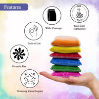 Generic 6 X100gms Holi Coloured Powder for Colour Run, Gender Reveal and Various Art