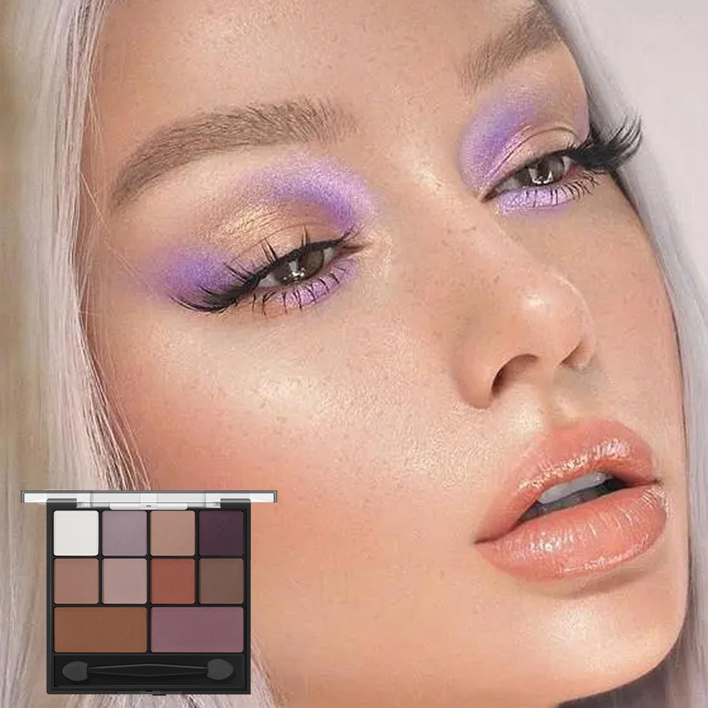 GEEWHILE Eyeshadow Palette Matte Eye Shadow Pallets Long Lasting 10 Eye Shadow Shades Smokey Makeup Highly Pigmented Purple Brown Eyeshadow Makeup Palette,Waterproof Eyeshadow With Dual-Ended Applicator Brush