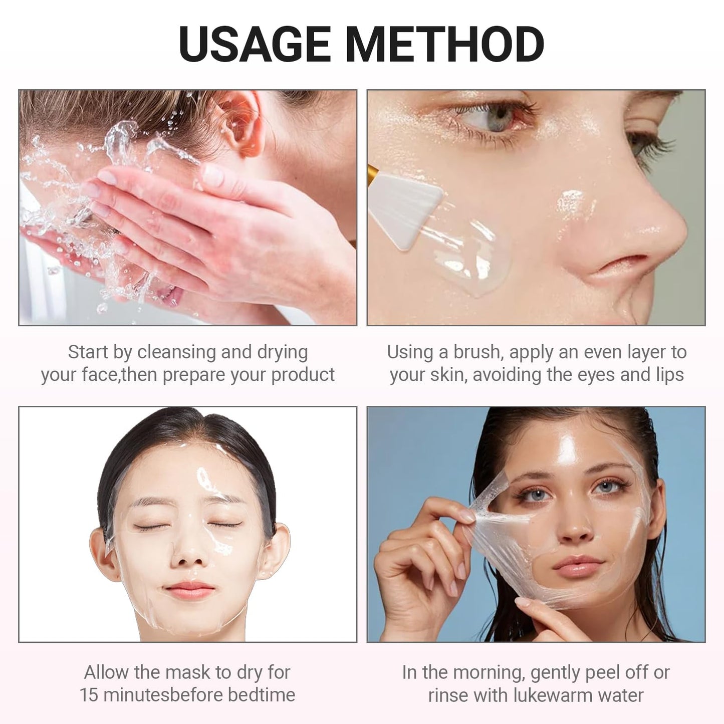 Beauthink Overnight Collagen Peel Off Face Masks – Hydrolyzed Collagen Facial Skincare for Loose and Dull Skin. Firm and Brighten The Skin, For Elasticity & Hydration, Night Wrapping Mask for Youthful Elasticit