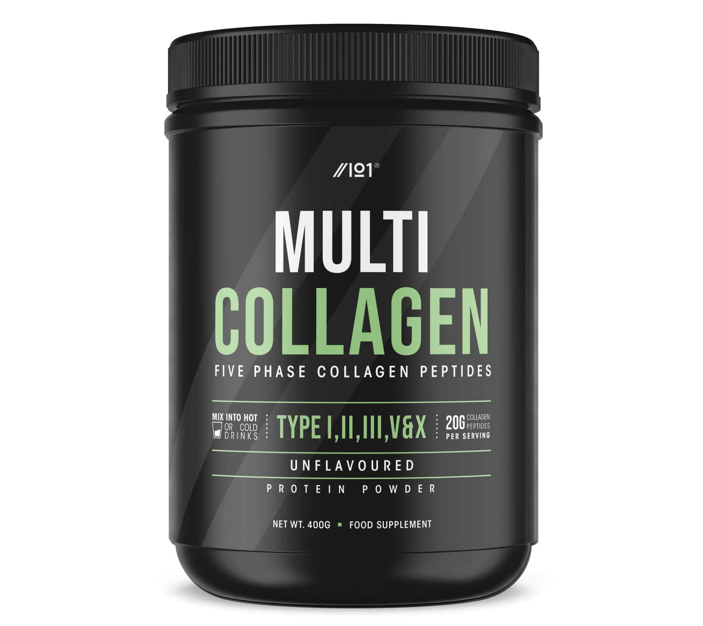 Multi Collagen Protein Powder (400g) - Types I, II, III, V & X - Hydrolyzed Grass Fed Bovine, Wild Caught Fish, & Free-Range Chicken & Eggshell Collagen. Non-GMO, Halal.