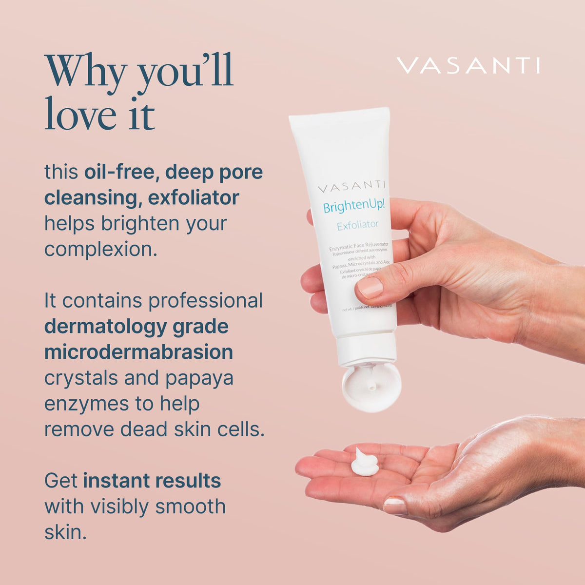 VASANTI Vasanti Brighten Up! Enzymatic Face Rejuvenator – Brightens, Exfoliates & Cleanses for Soft, Smooth & Radiant Skin – Enriched with Papaya, Professional Microcrystals & Aloe (0.7 oz)