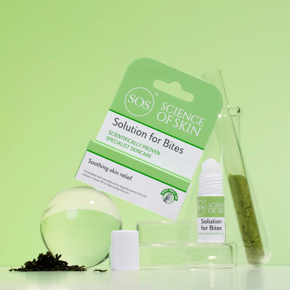 SOS Science of Skin Science of Skin Solution for Bites - Roll On After Bite Cooling for Stings, Bites, Itching - Helps to Soothe and Calm Skin