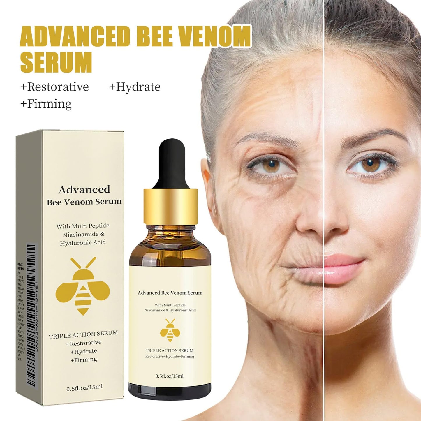 MEITREND Bee Venom Serum,Face Serum Hyaluronic Acid,Bee Venom Face Serum,Bee Venom Anti Wrinkle Face Serum,Instant Wrinkle Remover with Nicotinamide,Bee Honey Serum for Anti Aging,Hydrating & Anti Wrinkle