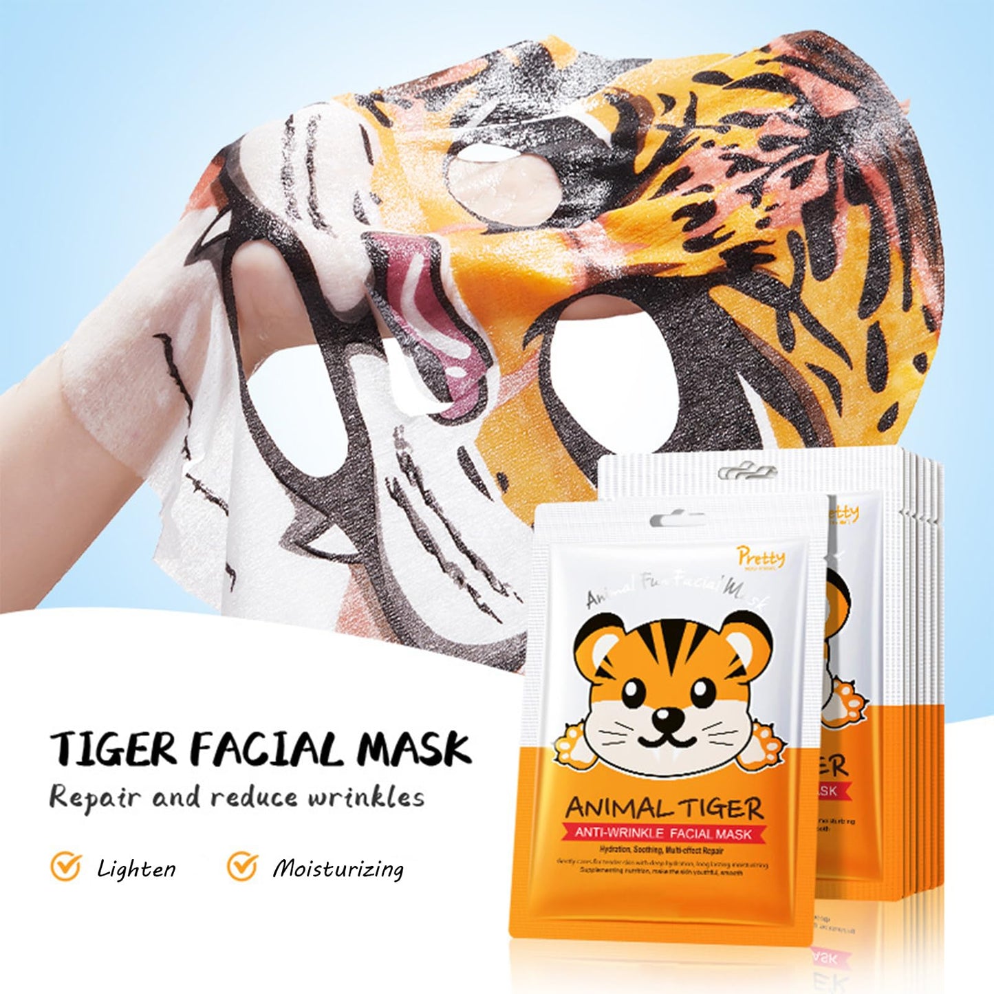 CTUBLIAUNX 7 Sheet Face Masks, Face Masks Skincare, Face Mask Set Anti Wrinkle & Anti Age, Facial Masks Reduces Dullness & Fine Lines, Moisturizing Face Mask with Animal Patterns for Women