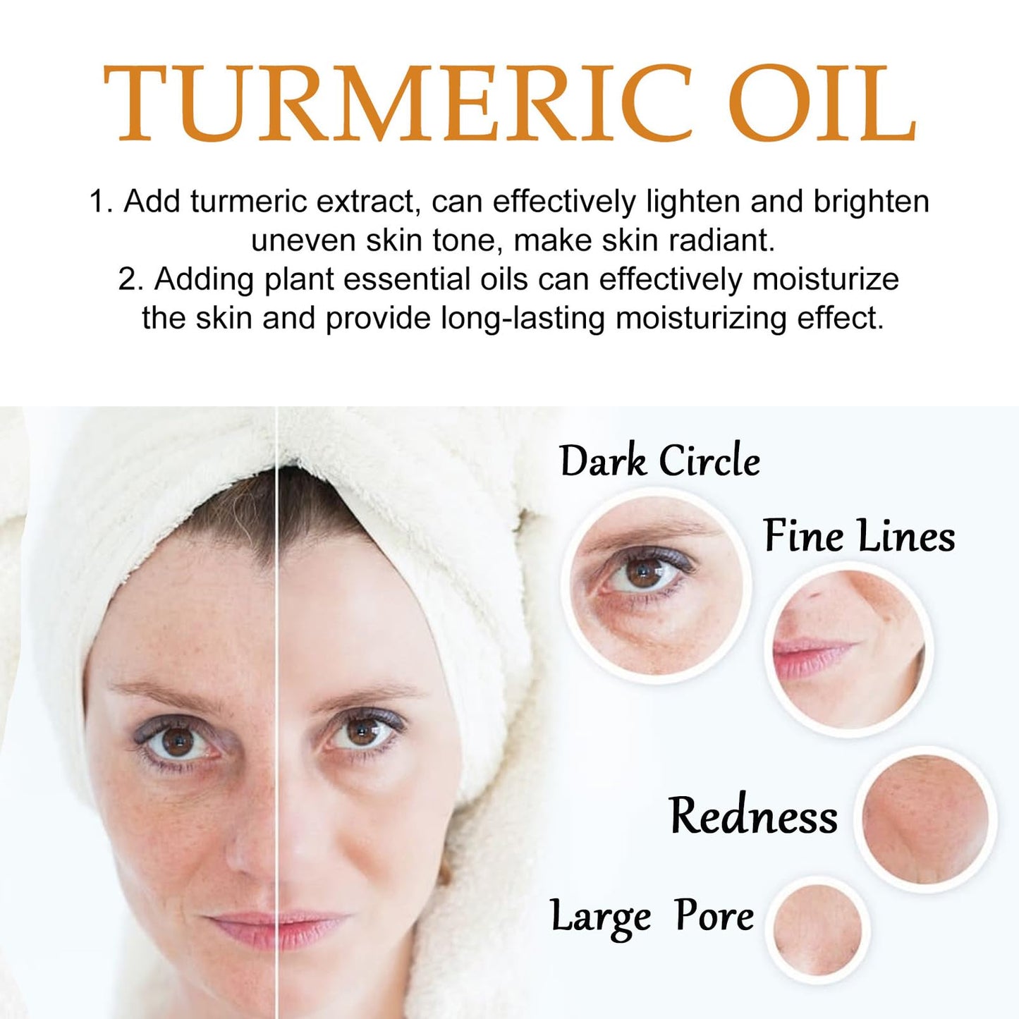 DMQ Turmeric Essential Oil,2PCS Turmeric Serum Dark Spot Removal Serum,Turmeric Skin Oil for Dry Skin,Turmeric Anti Aging Face Serum for Women,Turmeric Oil and Serum,Skin Moisturiser for Body&Face-100ml*2