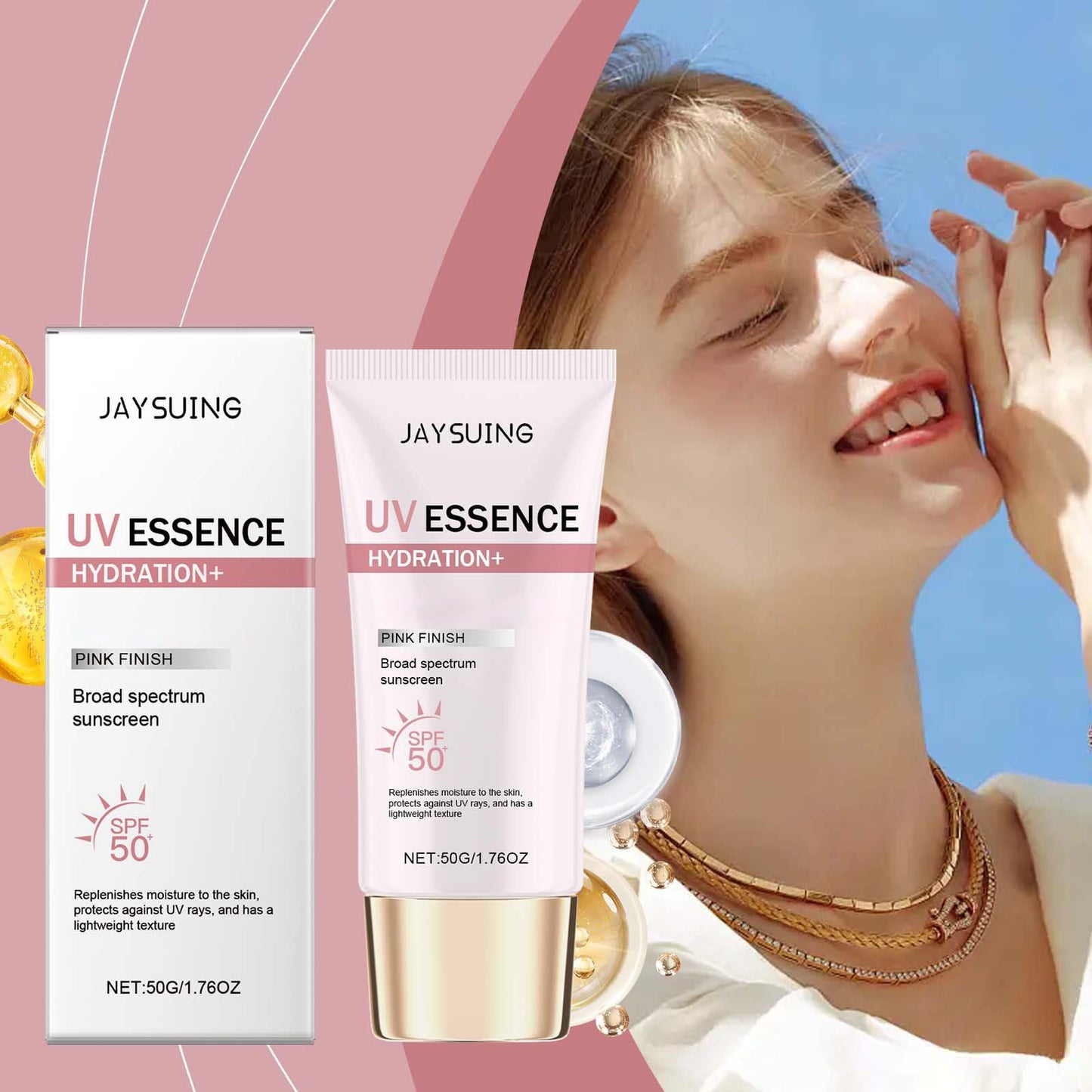 Waterfull Tone-Up Sun Lotion SPF 50+ - Pink Face Sunscreen, Hydrating Daily Sun Cream for Makeup Base - 50ml