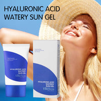 Korean Sunscreen, Hyaluronic Acid Watery Sun Gel SPF 50+ PA++++, SPF 50 Face Moisturiser with No White Cast, Waterproof Body & Face Sunscreen, Moisturizing Korean Suncream for Oily Skin (50ml)
