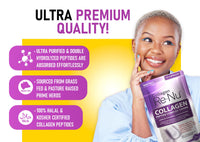 Collagen Peptide 180 Capsules 1000mg, with Hyaluronic Acid (Not Collagen Powder) - 1 Month Supply - Premium Halal Double Hydrolysed Type 1&3 Collagen Supplements for Women & Men - by SkinPep