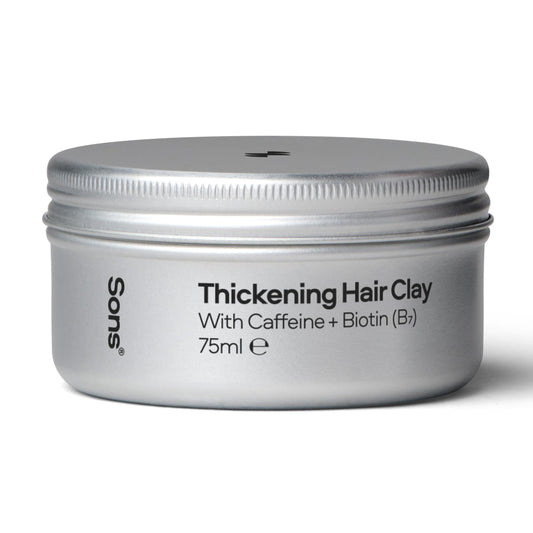 Sons Thickening Hair Clay For Men, Caffeine & Biotin Formulated Styling Hair Pomade for Hair Growth & Thickening, Leave-In Conditioner Paste, Treatment For Hair Loss & Thinning - 1 Month Supply