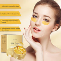 Ledeak 24K Gold Eye Mask, 60 Pcs Hydrating Under Eye Patches for Women Men, Anti Wrinkle Under Eye Gel Patches, Eye Gel Pads Skincare Set for Reduce Puffy and Dark Circles