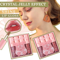 HERBINSOLS 4pcs Lip Gloss Set - Hydrating Clear Lip Glow Oil - Crystal Jelly Tinted Plumping Lip Gloss - Long Lasting Moisturizing Non-Sticky Lipgloss Set For Women Girls