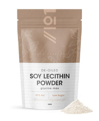 ALPHA01 SOYA Lecithin Powder 100g - De-Oiled 97% Essential Fat - Premium Quality - Vegan, Non-GMO, Gluten Free – Recyclable Bag - by Alpha01