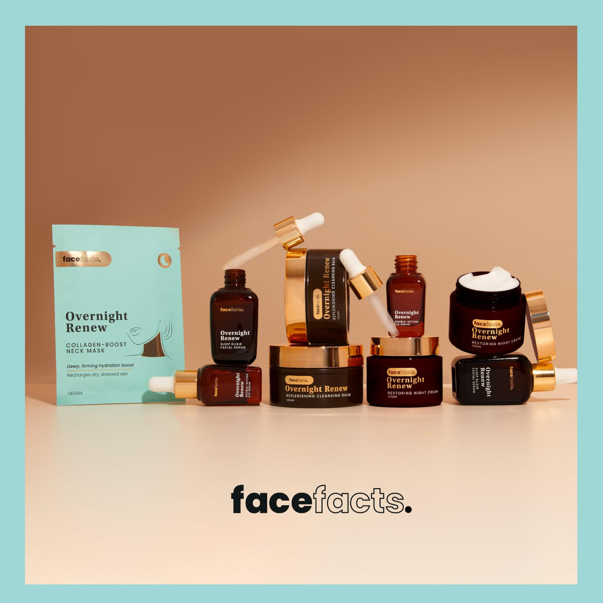 Face Facts Overnight Renew - Restoring Night Cream. Luminating blueberry and acia berry with aloe vera and anti-ageing centella asiatica, smooth, refine and glow. 50ml