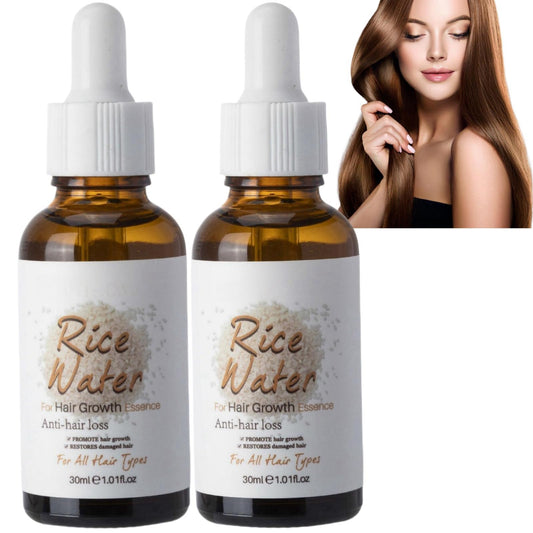 HIVETZ 2pcs Rice Water for Hair Growth,Rice Water Serum for Hair Growth,Hair Growth Oil for Thinning Hair and Hair Loss,Rice Water Hair Serum for Dry Damaged Hair,Hair Fall Treatment for Women,Hair Growth