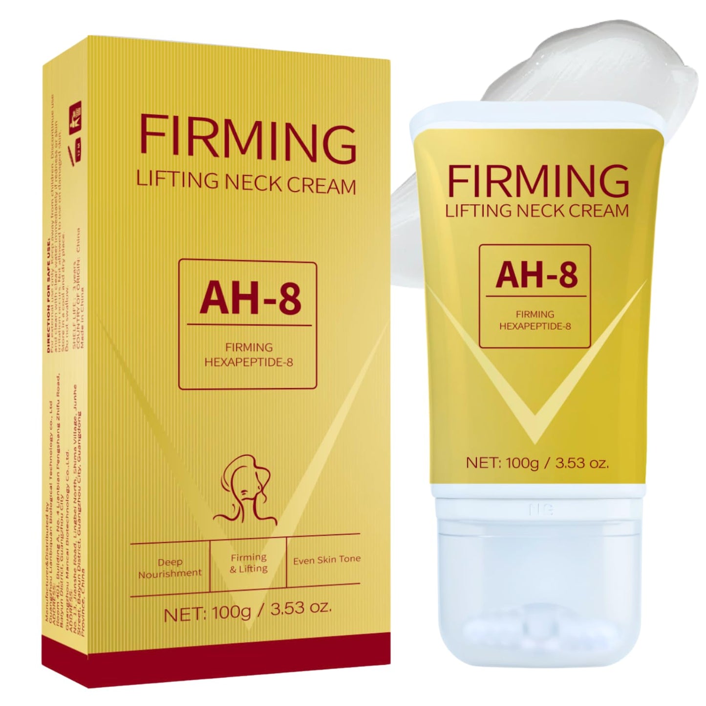 Trendyfave Ah-8 Firming Neck Cream, Ah-8 Neck Firming Cream With Roller, Tighten Sagging Skin, Reduce Wrinkles & Double Chin, Anti-Aging Neck Lotion, Non-Greasy Formula For neck & Face, 100g