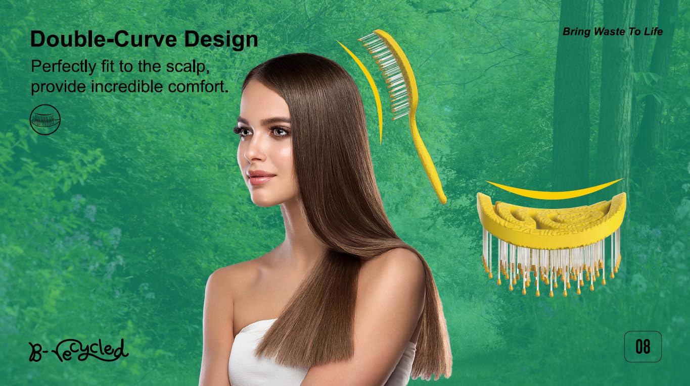 B recycled hair brush (40x230x42, yellow)