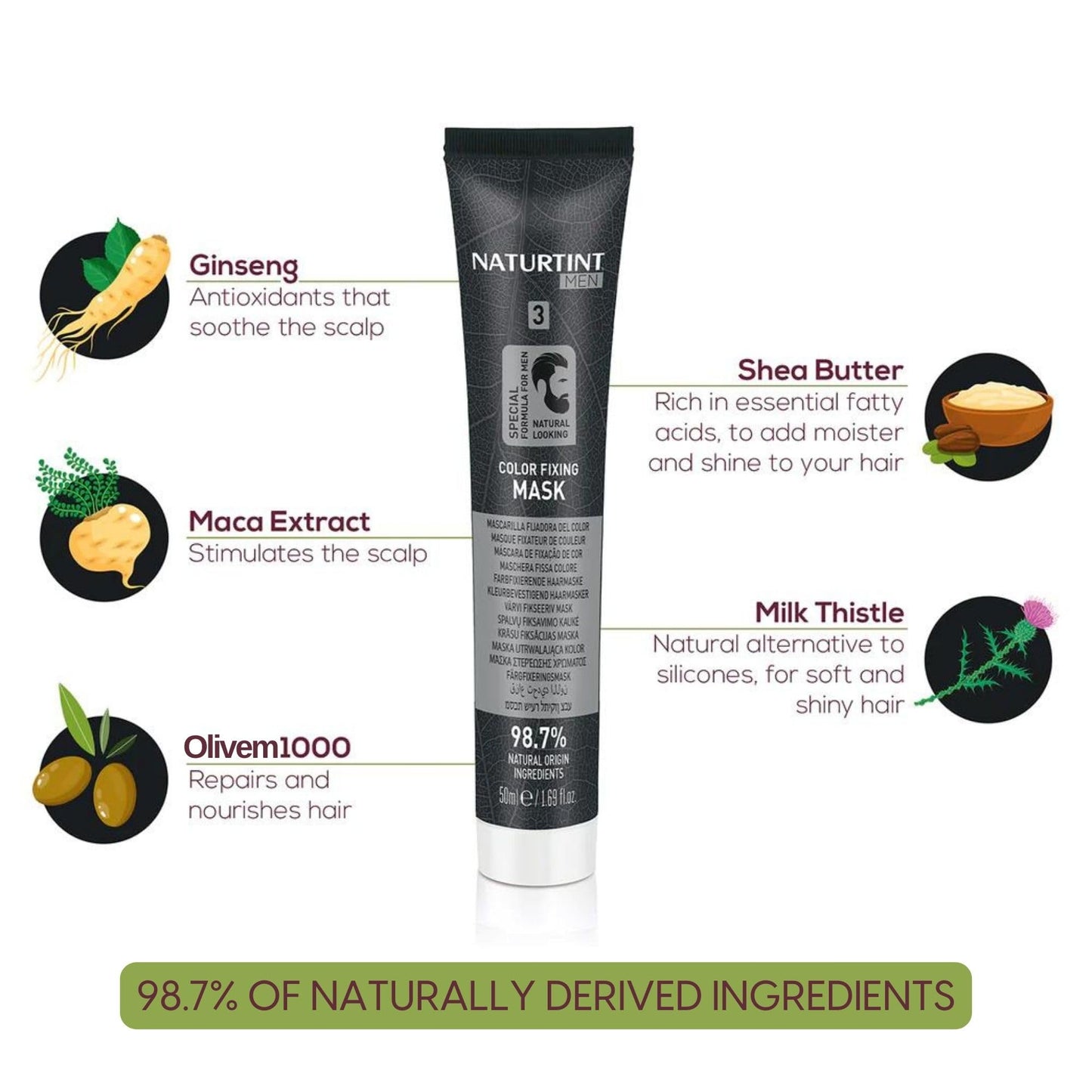 Naturtint Men Permanent Hair Colour Gel 4N Natural Chestnut for Hair Beard and Moustache. Ammonia Free, up to 100% Grey Coverage, Natural Looking Long Lasting Results
