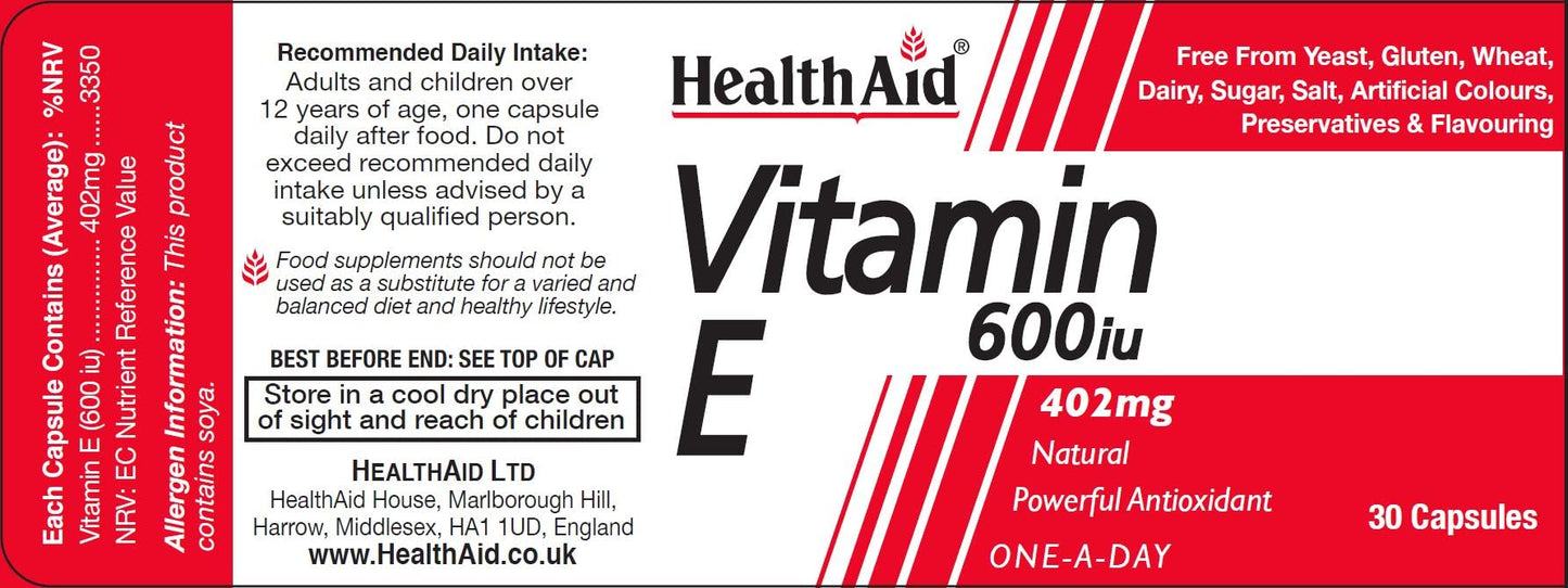 HealthAid Vitamin E 600iu - 30 Capsules