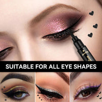 4Pcs Erinde Double-headed Liquid Eyeliner Stamp Pen Set, Eye Liners for Women, Eyeliner Pencil Black Eye Liner Stencil, Eyeliner Tattoo Tool, Eyeliner Stamp Shapes Star, Heart