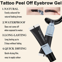 GEEWHILE Eyebrow Tint Tattoo Peel Off Eyebrow Gel Semi-Permanent Colour Brow Tattoo Gel Lasts Up To 3 Days, Waterproof Brow Tint With 10Pcs Eyebrow Stamp Stencil, Eyebrow Makeup Gift For Women(Dark Brown)