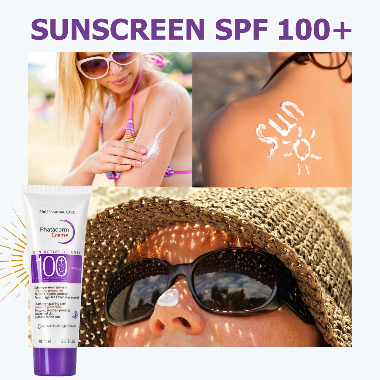 Sunscreen SPF 100+, Sun Cream SPF 100 PA+++, Ultra Light UV Protetion Face Sunscreen, Very High Protection Suncream Factor 100, Very Water + Sweat Resistant, Refreshing, Non Greasy & Non Sticky