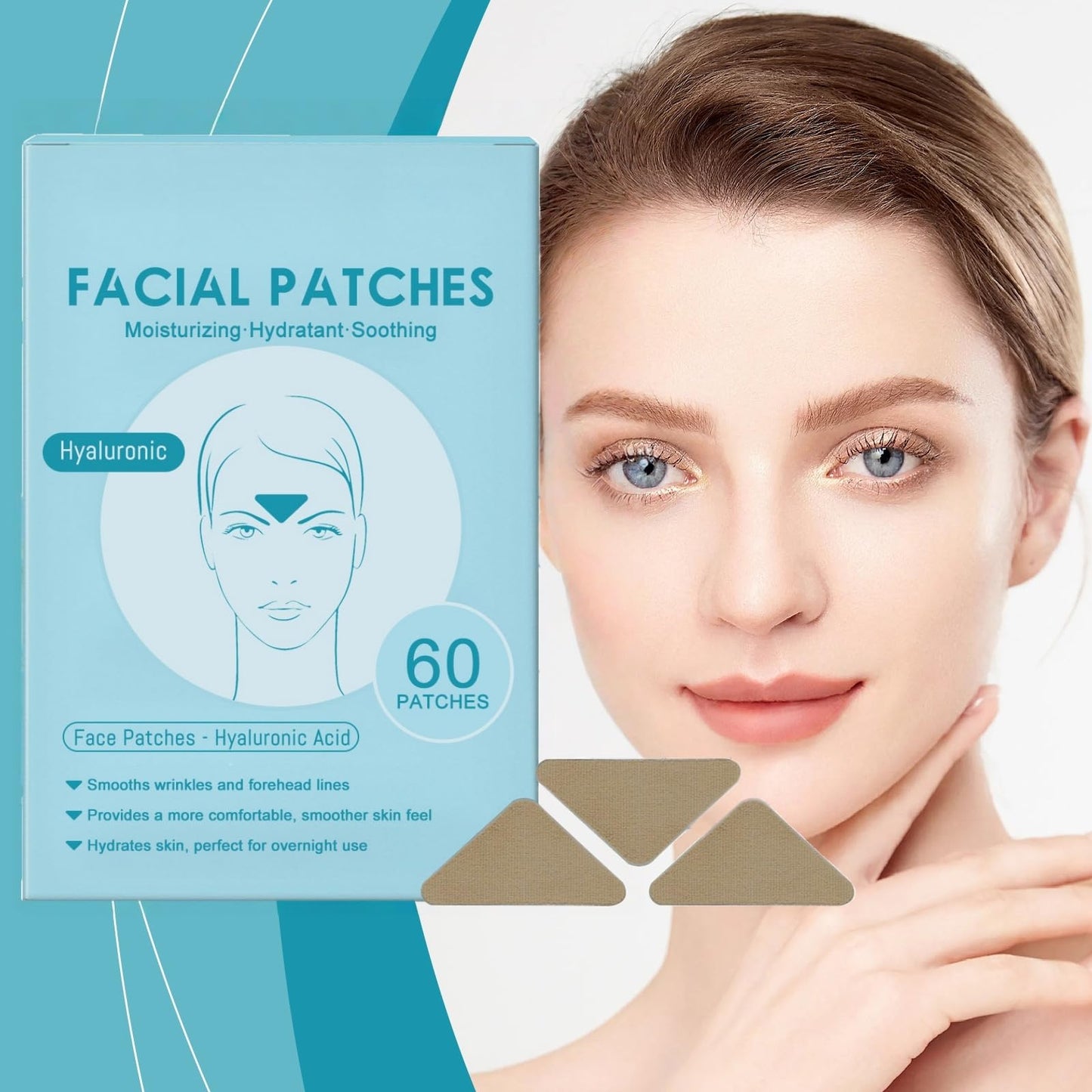 Xunzhi 60 PCS Forehead Wrinkle Patches,Forehead Anti Wrinkles Patches,F/orehead P/atches for Wrinkles,Hydrating Facial P/atches,Frown Line Remover Mask,Face Tape,Frown Line Pa/tches with Hyaluronic Acid