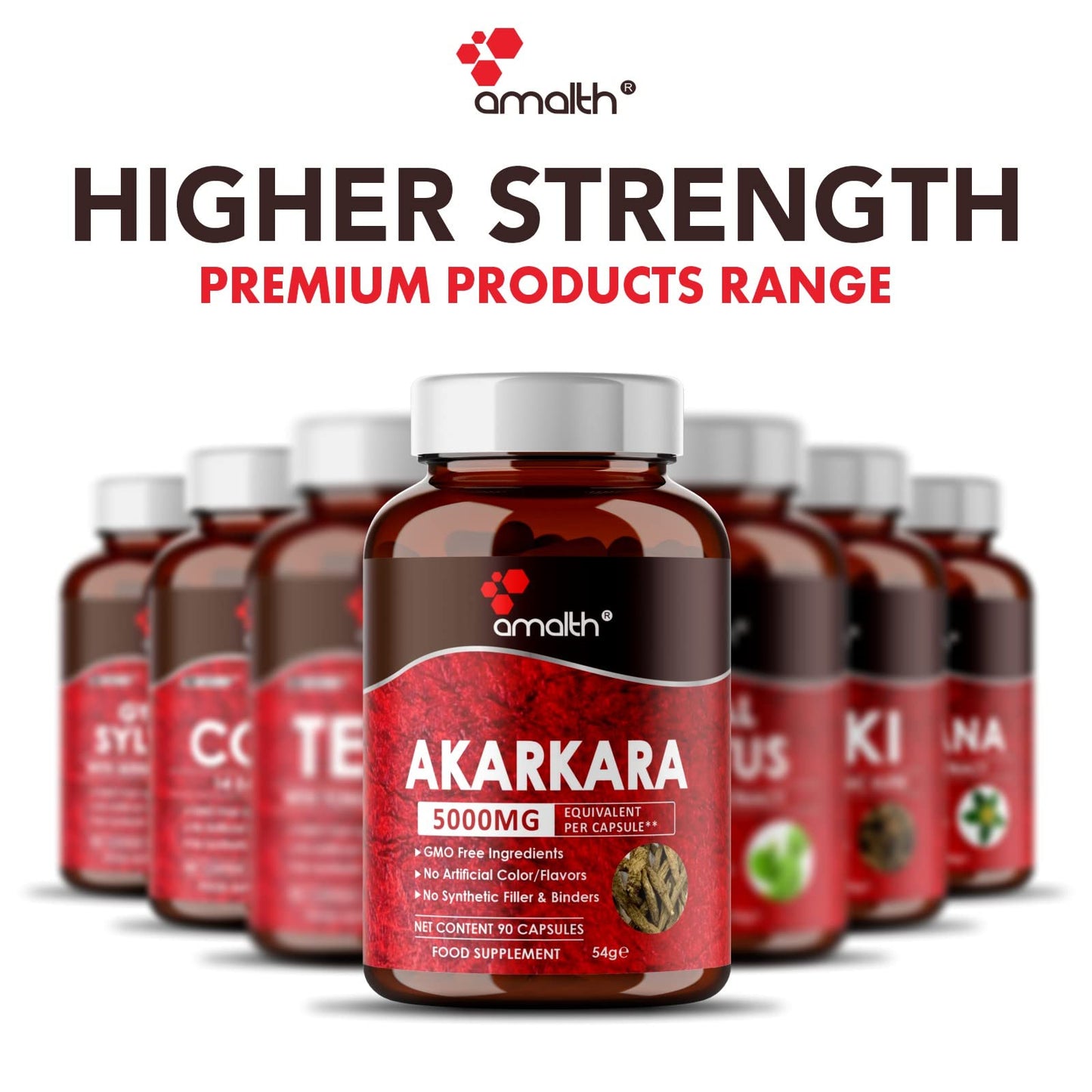 AMALTH Amalth Akarkara Anacyclus Pyrethrum Extract Supplements for Naturally Supports Your Stamina, Strength and Build Lean Muscle Mass- 500mg- 90 Capsules
