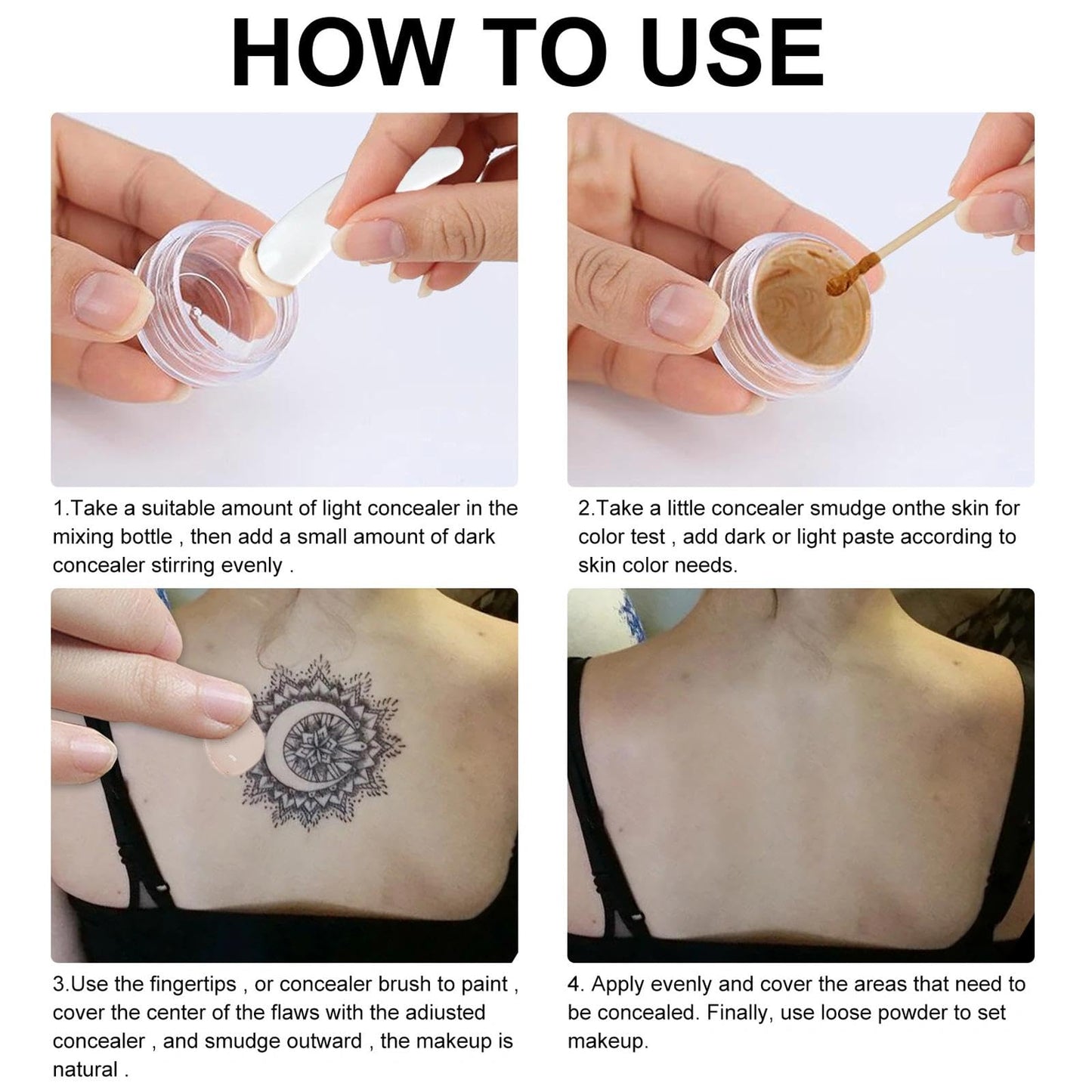 AuraAnge Tattoo Cover Up Concealer Cream - Full Coverage for zits, Body, Waterproof - Men and Women, Natural Makeup to Cover Tattoos