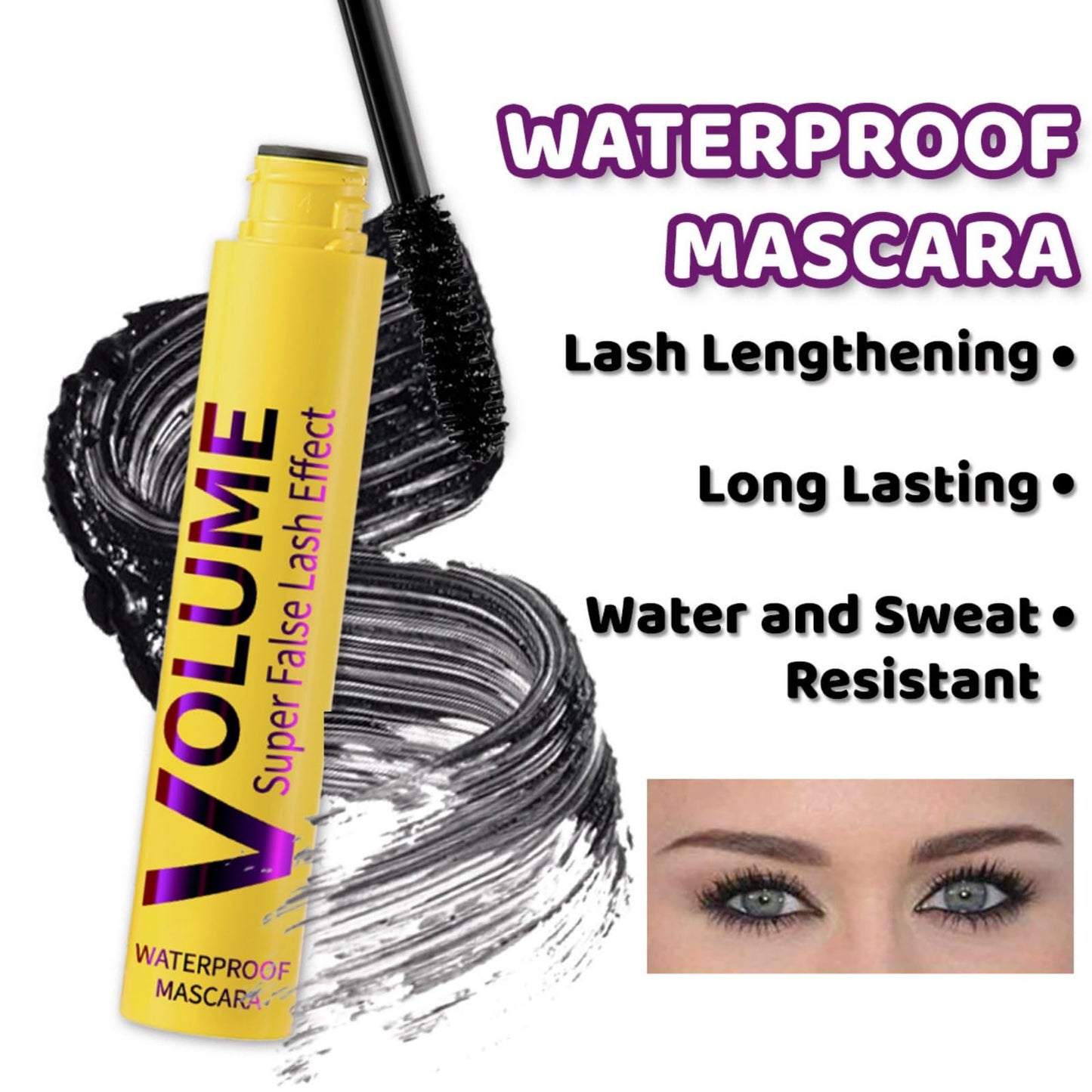 10ml Bub/ble Mascara,M/ascara Black Volume and Length,False Lash Effect Ma/scara for Woman,Lengthening Mascara Black,Waterproof Long-Lasting,Persistent Curling,Non-Smudging,Compact and Portable