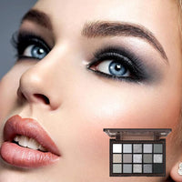 QUIWEN Black Eyeshadow Palette, Smokey Eye Shadow Pallets For Women, 15 Colour Matte Glitter Eyeshadow Palette, Black Silver Gray White Eyeshadow, Cold Tone Long Lasting Highly Pigmented Gothic Eye Makeup