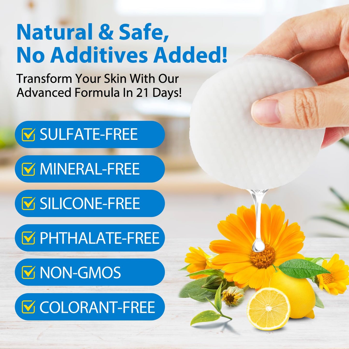Generic Glycolic Acid Pads 40P, Acid Brush Cotton Pads, Glycolic Acid 20% Resurfacing Pads, With Vitamins B3, B5, C, E & Collagen, Exfoliates Surface Skin, For Smooth & Radiant Skin