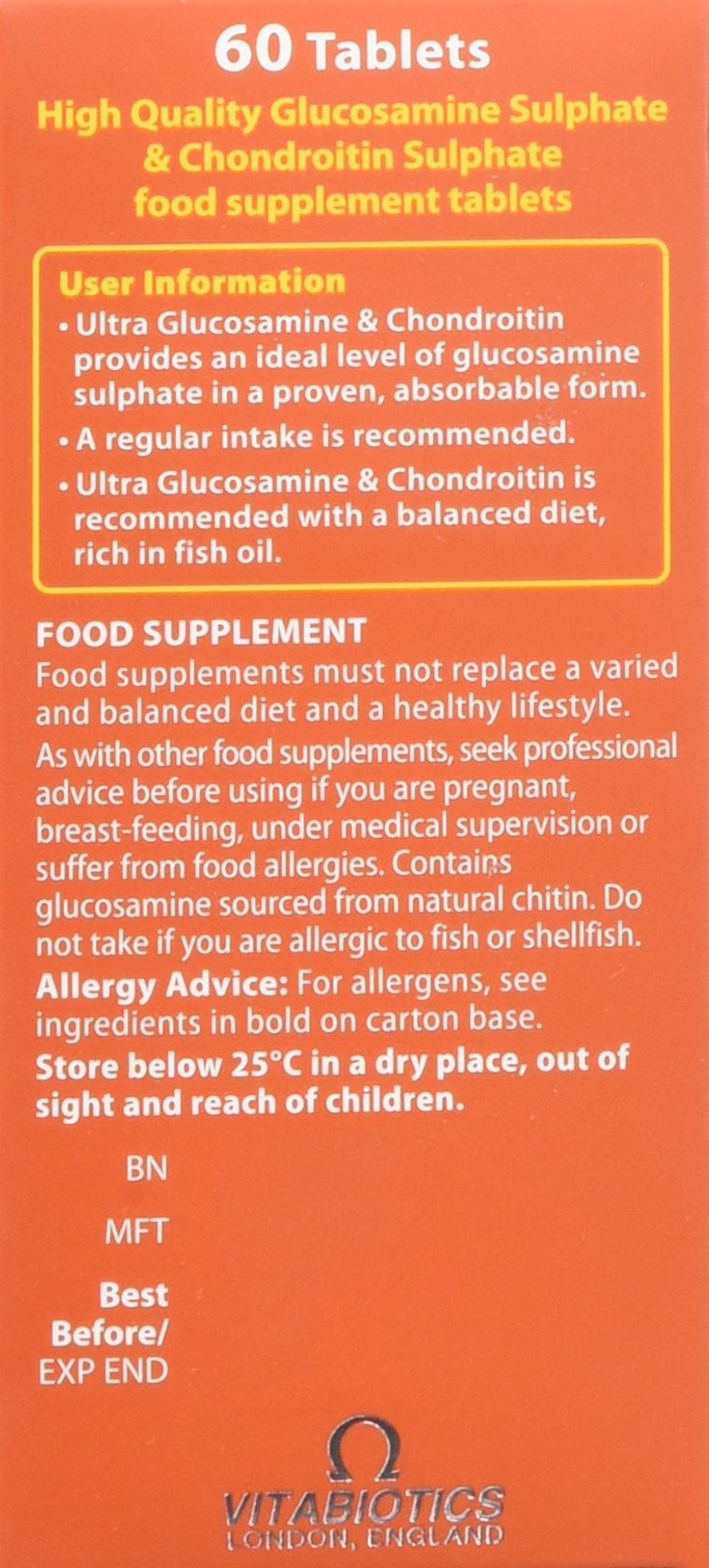 Glucosamine and Chondroitin Tablets, by Vitabiotics Ultra