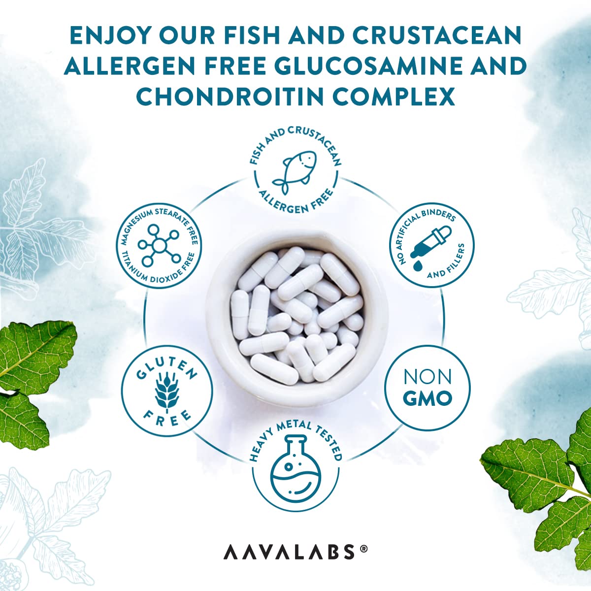 Glucosamine and Chondroitin High Strength + MSM, Boswellia Extract and Vitamin C (3 Capsules Daily) - Glucosamine Complex - Fish and Crustacean Allergen Free - 180 Capsules glucosamine chondroitin